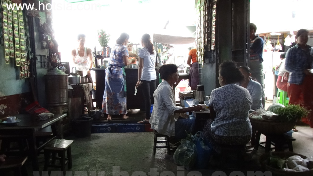เที่ยวพม่าด้วยตัวเอง เที่ยวมัณฑะเลย์ด้วยตัวเอง ร้านอาหารเช้าในตลาดมัณฑะเลย์