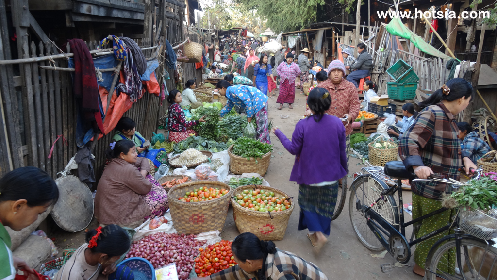 เที่ยวพม่า เมืองโมนยวา ตลาดเช้าเมืองโมนยวา