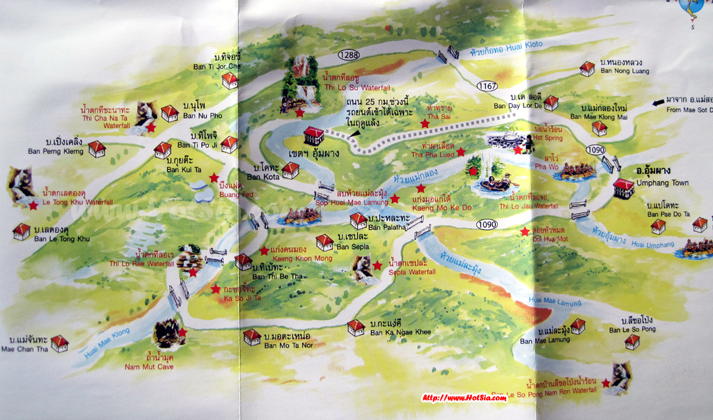 แผนที่น้ำตกต่างๆในอุ้มผาง