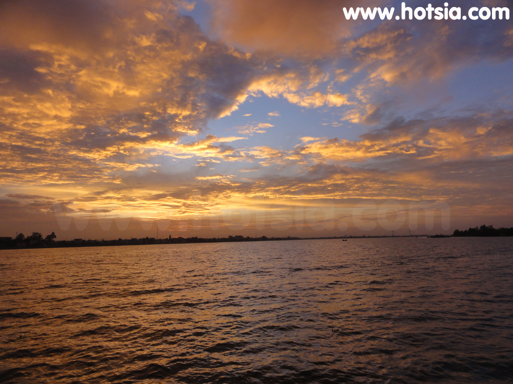 หวิงลอง Vinh Long อาทิตย์ตกดินแม่น้ำโคเชียน (sunset Co Chien river)